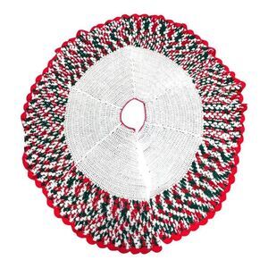 Vintage Handmade Christmas Crochet Holiday Shawl With Red & Green Festive Design